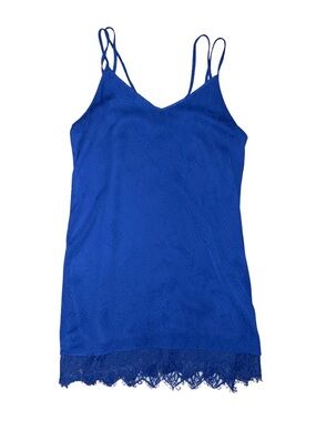 Cobalt Blue Lace Hem Slip Dress with Double Straps